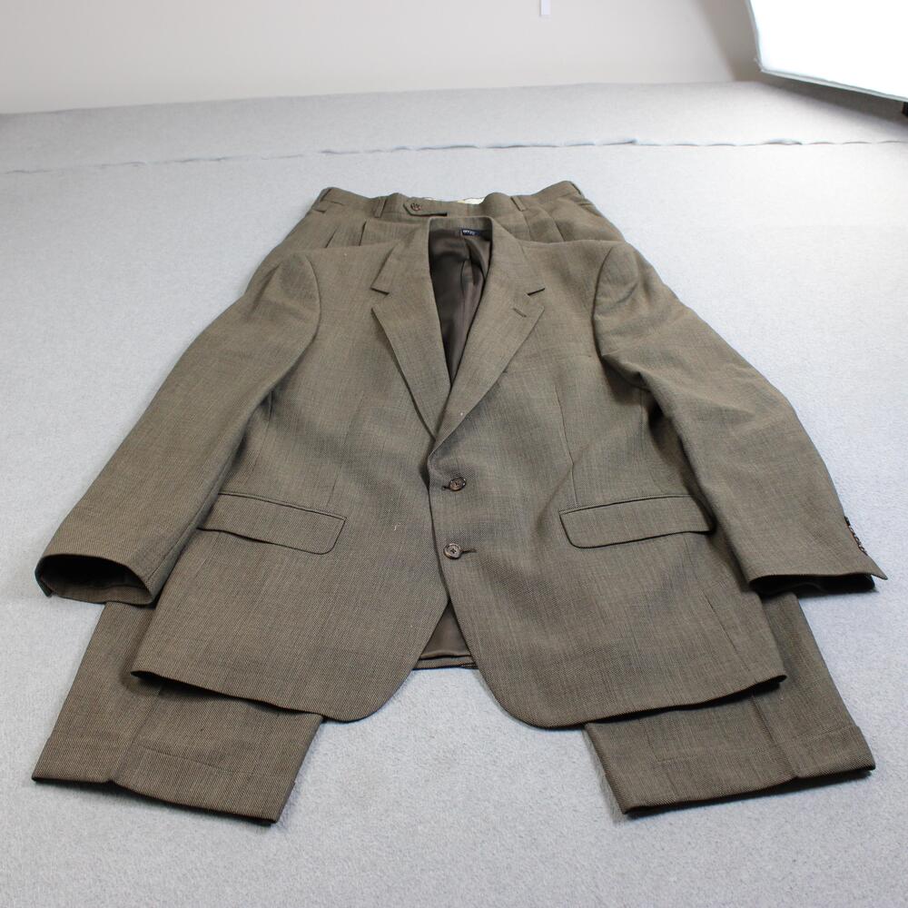 Vintage Burberrys Wool Suit Men 46 Jacket 34x31 Pant Brown 2 Piece Heritage READ